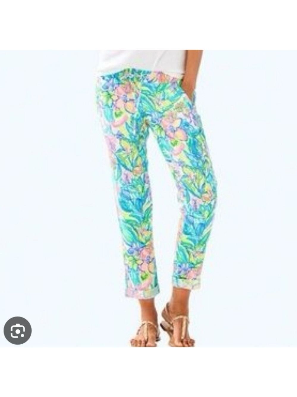 Lilly Pulitzer Aden Linen Pants Surf Gypsea Size XS